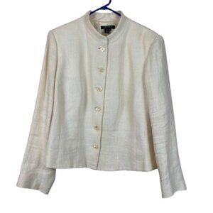 Lauren Ralph Lauren 100% Linen Herringbone Blazer Jacket Cream 16W